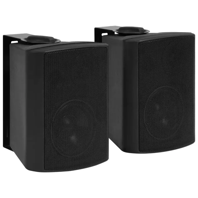 Väggmonterade stereohögtalare 2 st svart inomhus/utomhus 80W