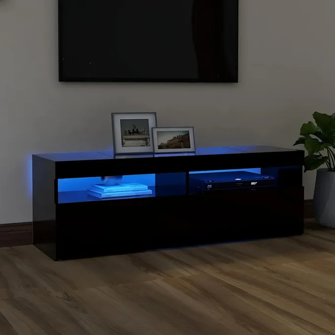 TV-bänk med LED-belysning svart 120x35x40 cm