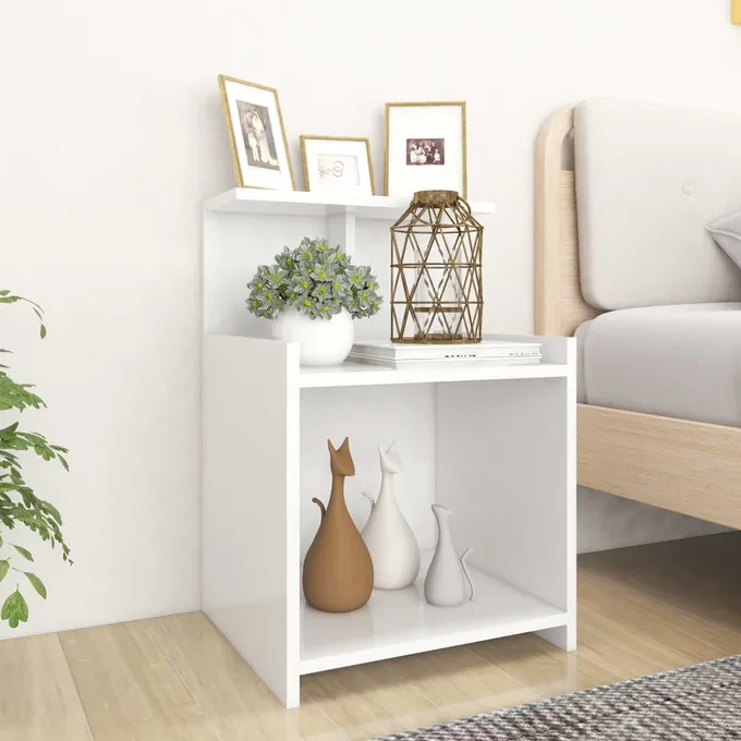 Sängbord vit 40x35x60 cm konstruerat trä