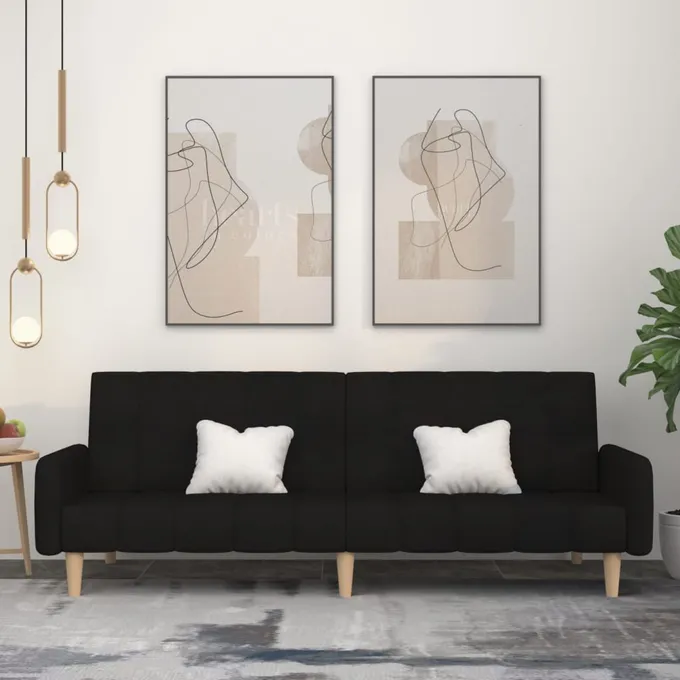 Bäddsoffa 2-sits svart tyg