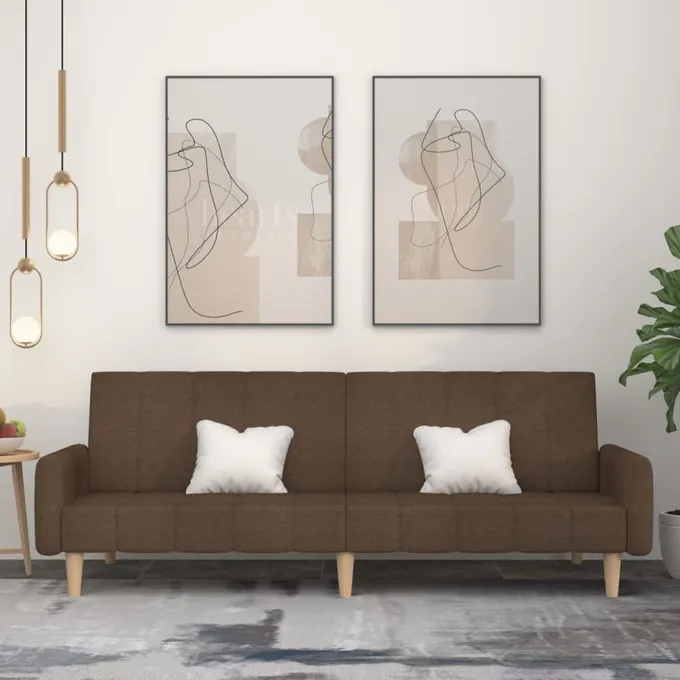 Bäddsoffa 2-sits brun tyg