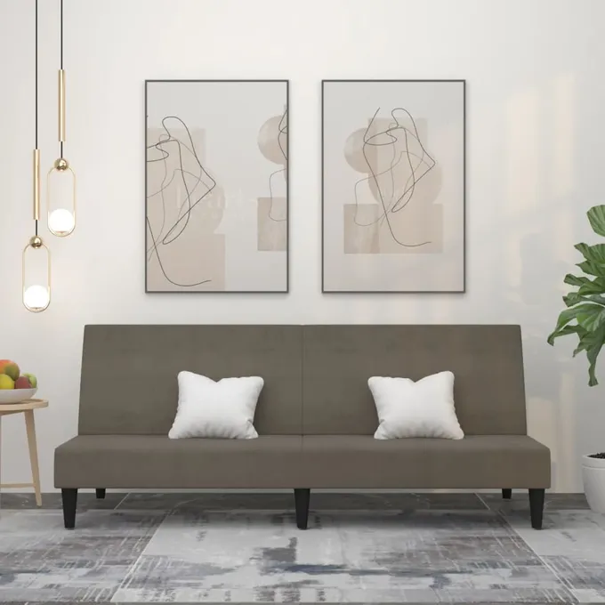 Bäddsoffa 2-sits mörkgrå mikrofibertyg