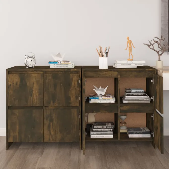 Skänkar 2 st rökfärgad ek 70x41x75 cm konstruerat trä