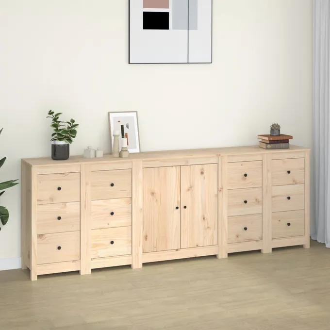 Skänk vit 230x35x80 cm massiv furu