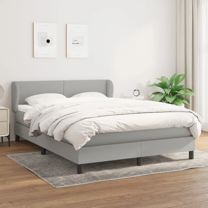 Ramsäng med madrass ljusgrå 140x200 cm tyg