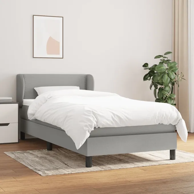 Ramsäng med madrass ljusgrå 100x200 cm tyg