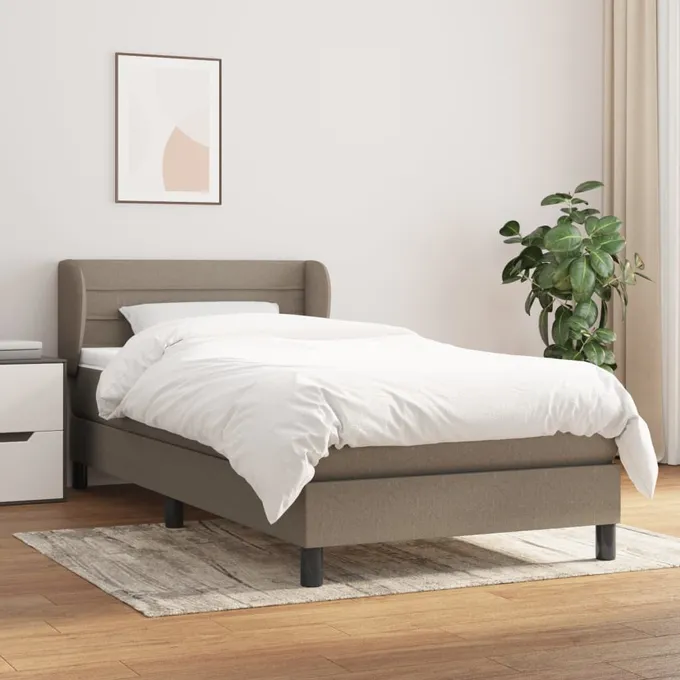 Ramsäng med madrass taupe 90x200 cm tyg