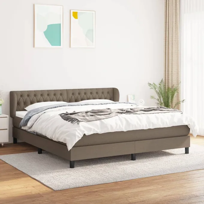 Ramsäng med madrass taupe 180x200 cm tyg