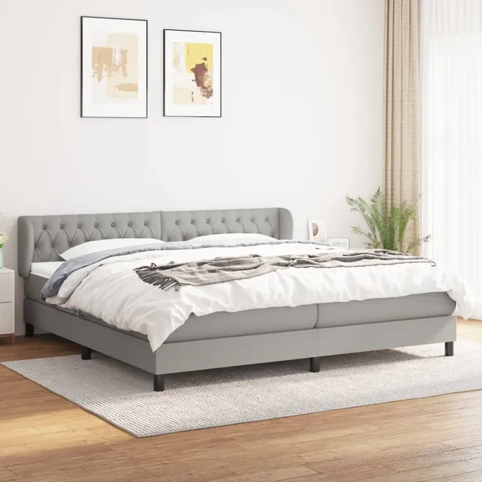 Ramsäng med madrass ljusgrå 200x200 cm tyg