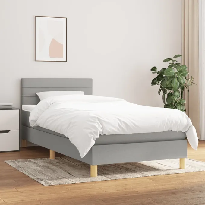 Ramsäng med madrass ljusgrå 100x200 cm tyg
