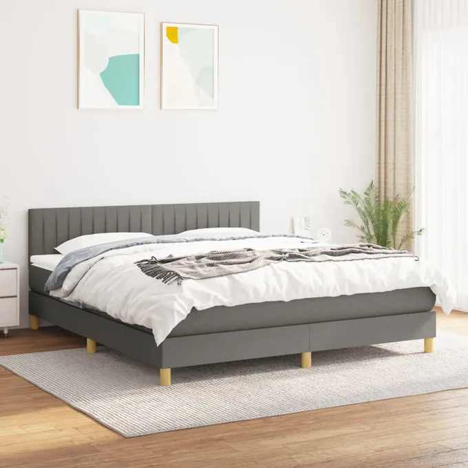 Ramsäng med madrass mörkgrå 180x200 cm tyg