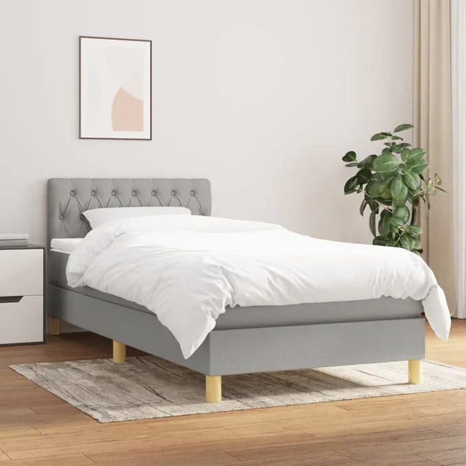Ramsäng med madrass ljusgrå 100x200 cm tyg