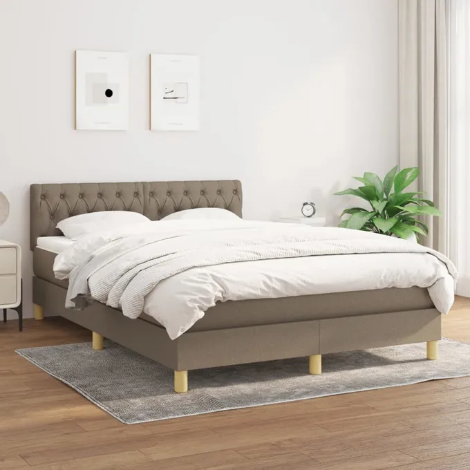 Ramsäng med madrass taupe 140x200 cm tyg
