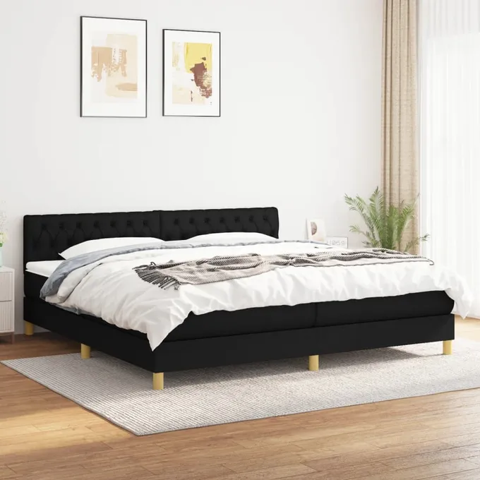 Ramsäng med madrass svart 200x200 cm tyg