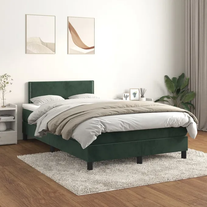 Ramsäng med madrass mörkgrön 120x200 cm sammet