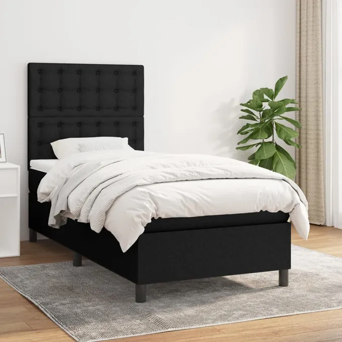 Ramsäng med madrass svart 100x200 cm tyg