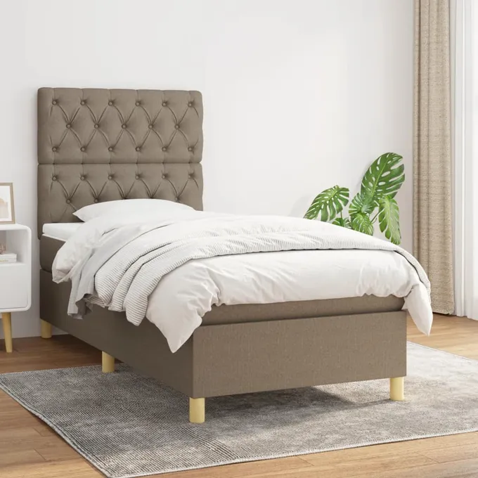 Ramsäng med madrass taupe 80x200 cm tyg