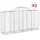 Gabioner bågformade 2 st 200x50x100/120 cm galvaniserat järn