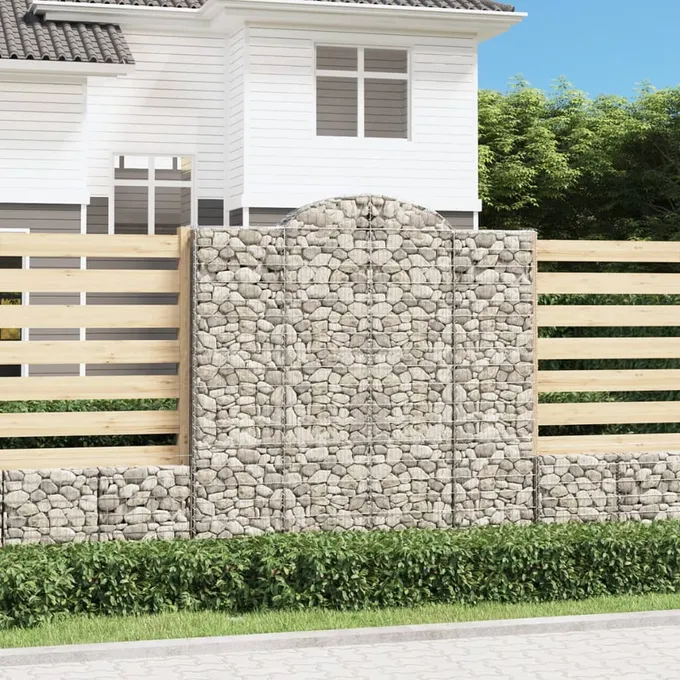 Gabioner bågformade 3 st 200x50x200/220 cm galvaniserat järn