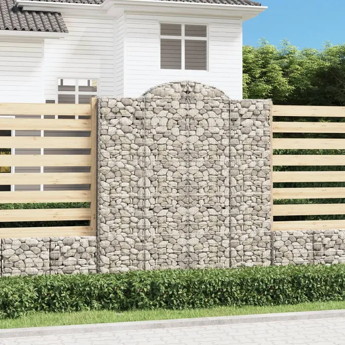Gabioner bågformade 2 st 200x50x220/240 cm galvaniserat järn
