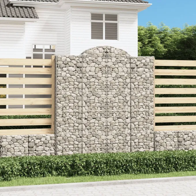 Gabioner bågformade 7 st 200x50x220/240 cm galvaniserat järn