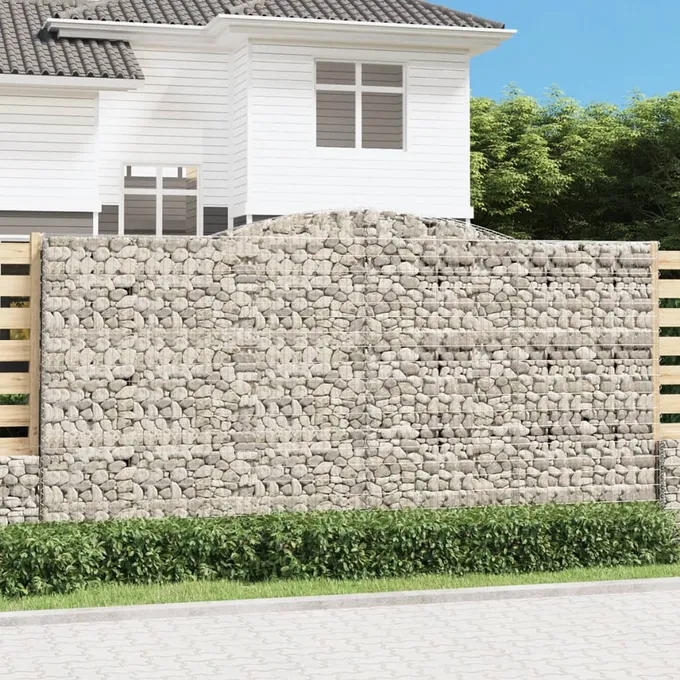 Gabioner bågformade 6 st 400x30x200/220 cm galvaniserat järn