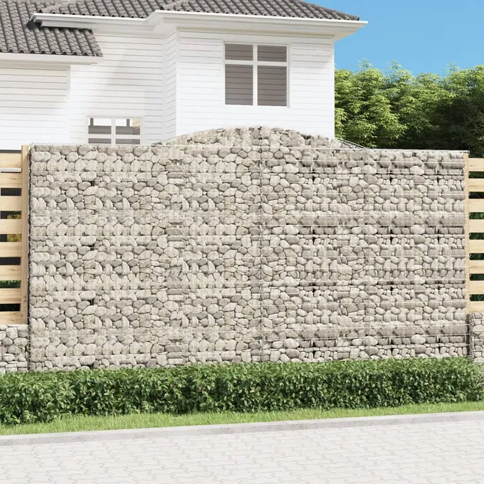 Gabioner bågformade 6 st 400x30x220/240 cm galvaniserat järn