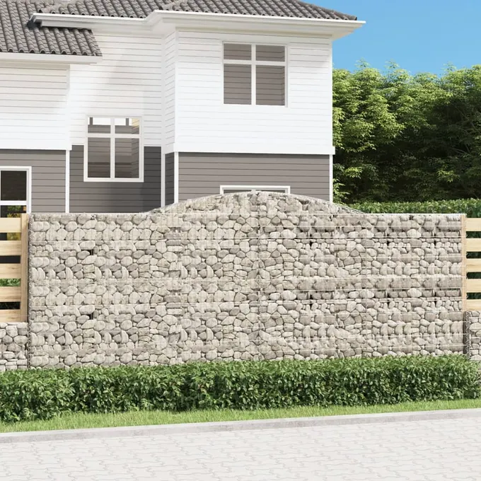 Gabion bågformad 7 st 400x50x160/180 cm galvaniserat järn