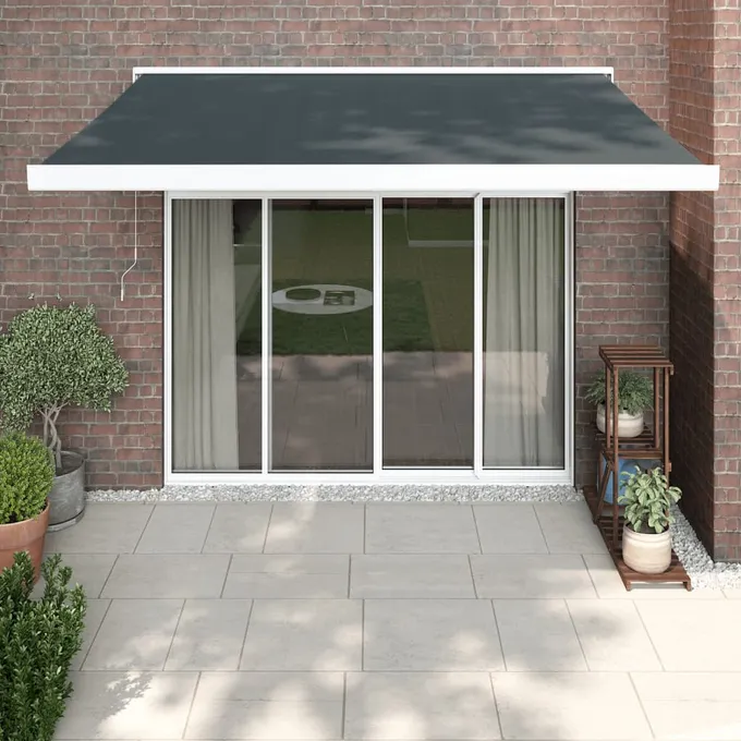 Markis infällbar antracit 3,5x2,5 m tyg&aluminium