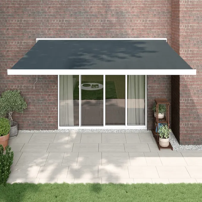 Markis infällbar antracit 4x3 m tyg&aluminium