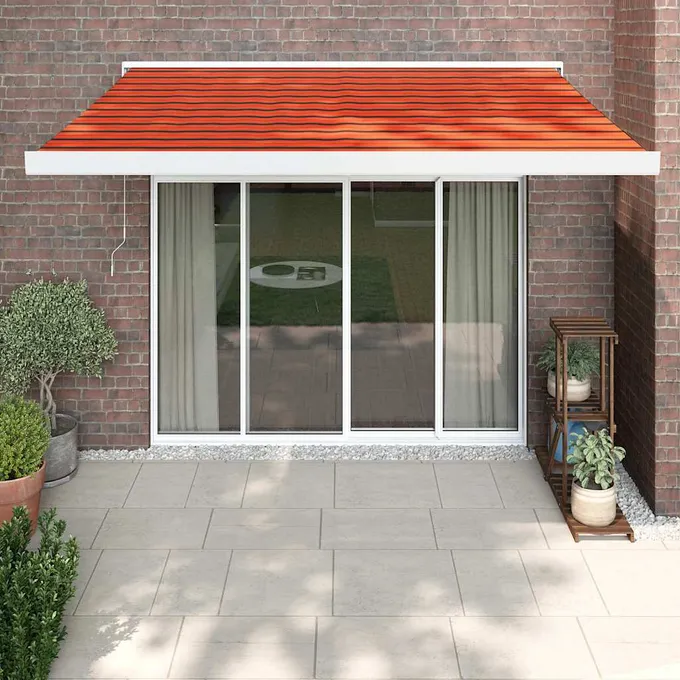 Markis infällbar orange och brun 3x2,5 m tyg&aluminium
