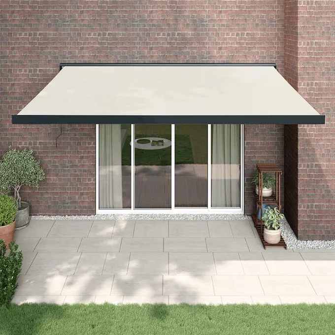 Markis infällbar gräddvit 4,5x3 m tyg&aluminium