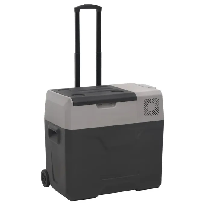 Kylbox med hjul & handtag 40 L svart & grå polypropylen