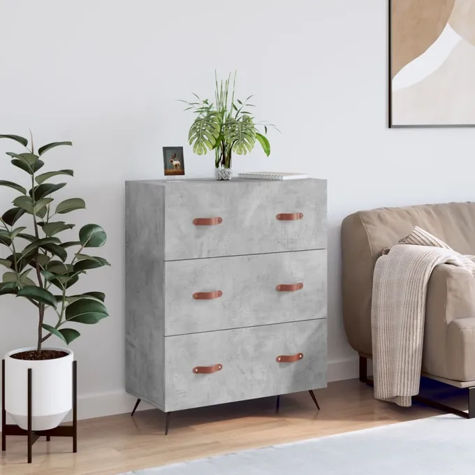 Byrå betonggrå 69,5x34x90 cm konstruerat trä