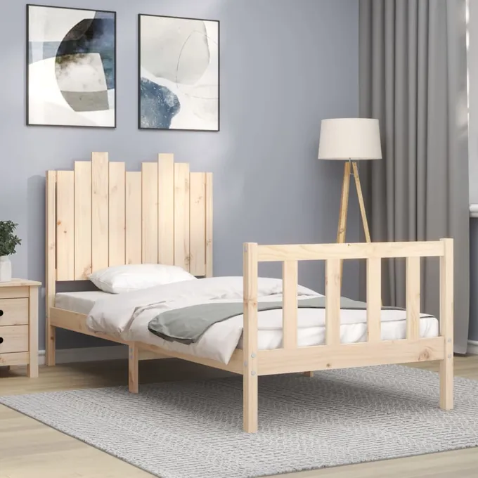 Sängram med sänggavel 90x190 cm massivt trä